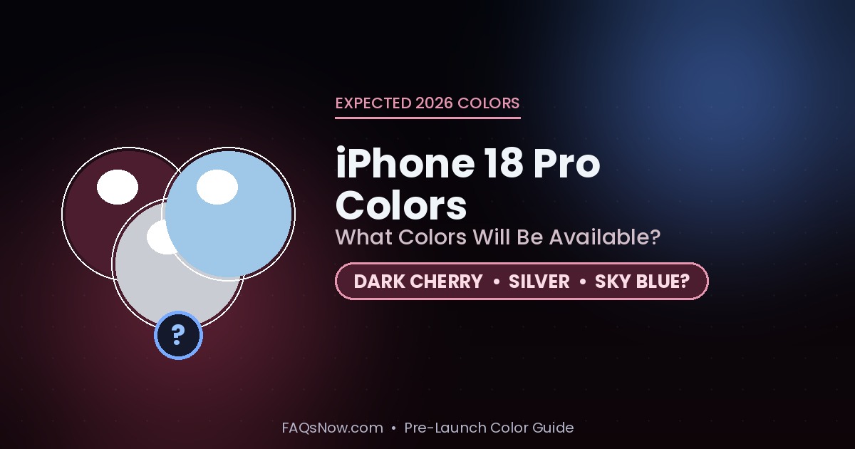 Expected iPhone 18 Pro colors including Dark Cherry, Silver and Sky Blue